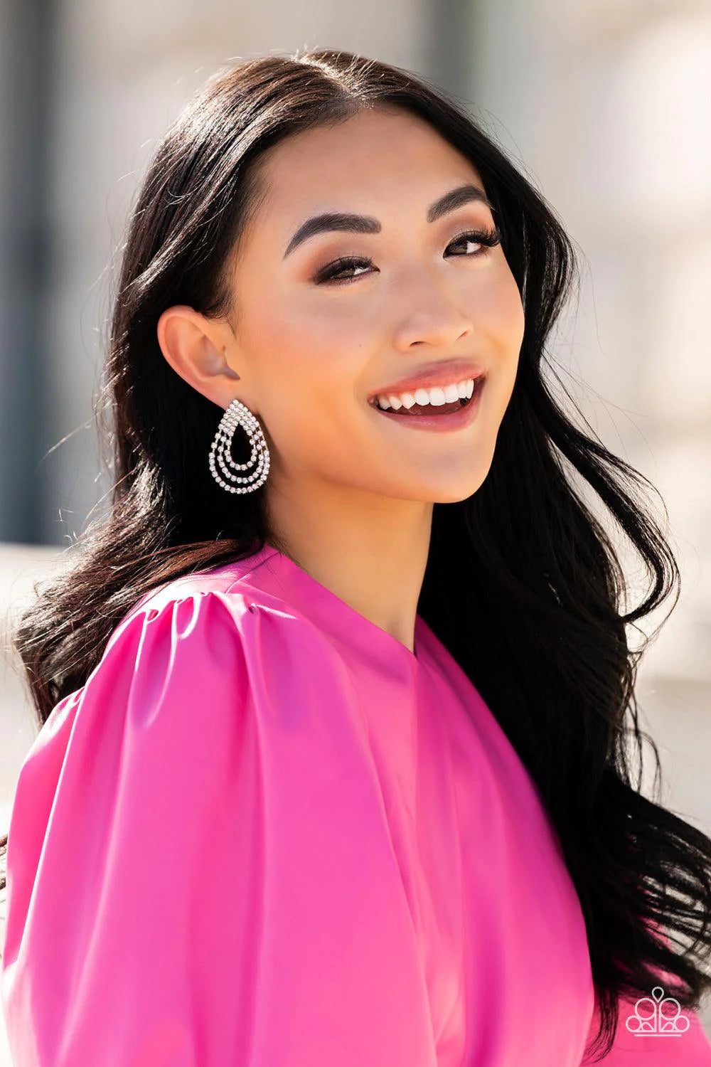 Take a POWER Stance White Rhinestone Earrings