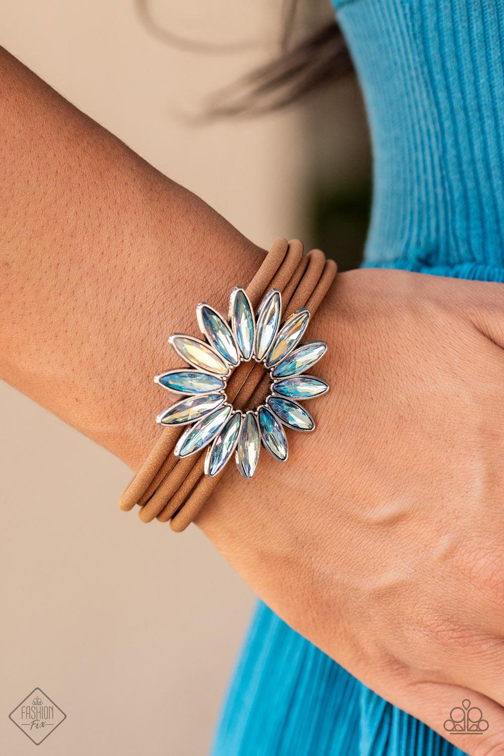 Astral Adventure Iridescent Rhinestone and Suede Bracelet -