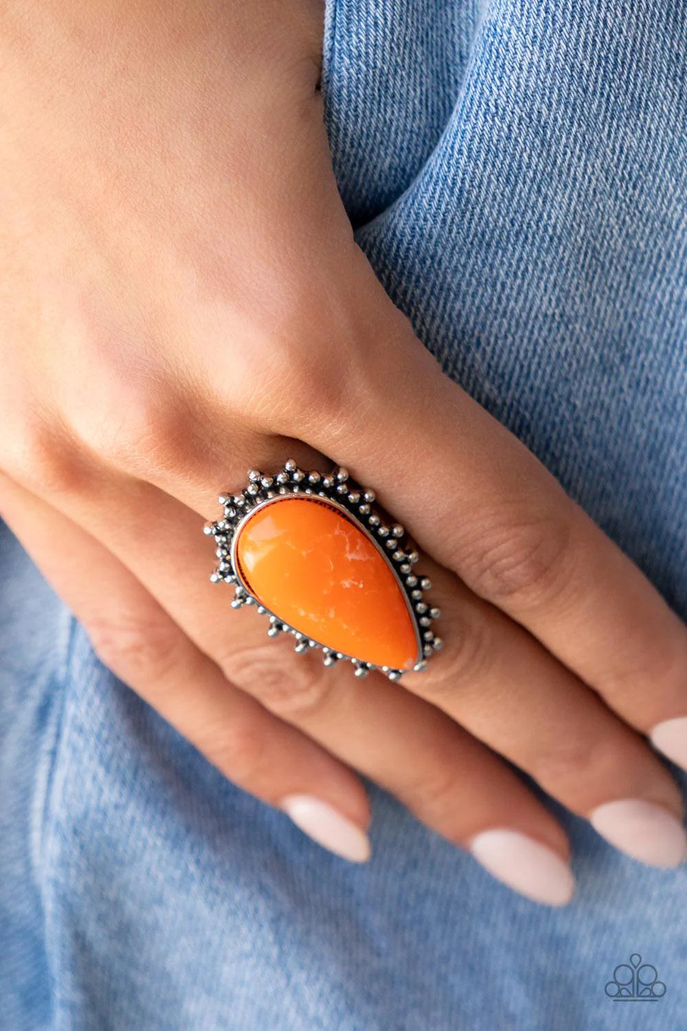 Down-to-Earth Essence Orange Stone Ring - Paparazzi Accessories
