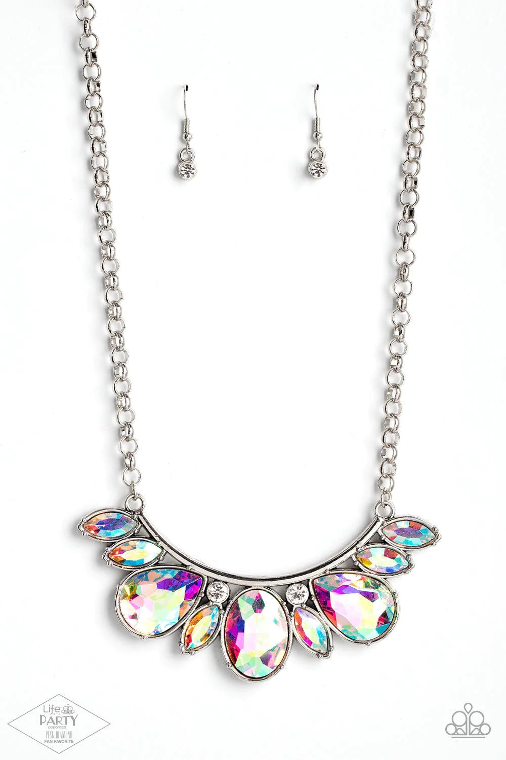 Never SLAY Never Multi Iridescent Rhinestone Necklace -