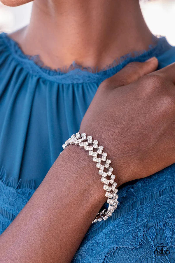 Seize The Sizzle White Rhinestone Bracelet -