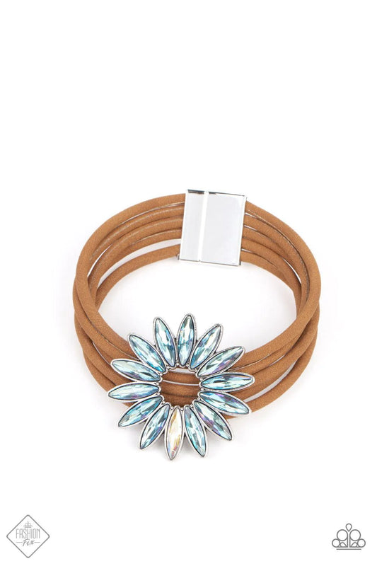 Astral Adventure Iridescent Rhinestone and Suede Bracelet -