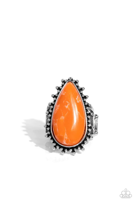 Down-to-Earth Essence Orange Stone Ring - Paparazzi Accessories