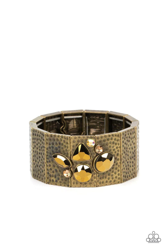Flickering Fortune Brass & Rhinestone Bracelet -
