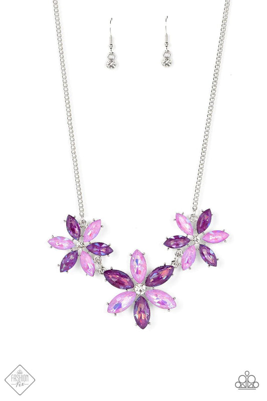 Meadow Muse Purple Rhinestone Flower Necklace -