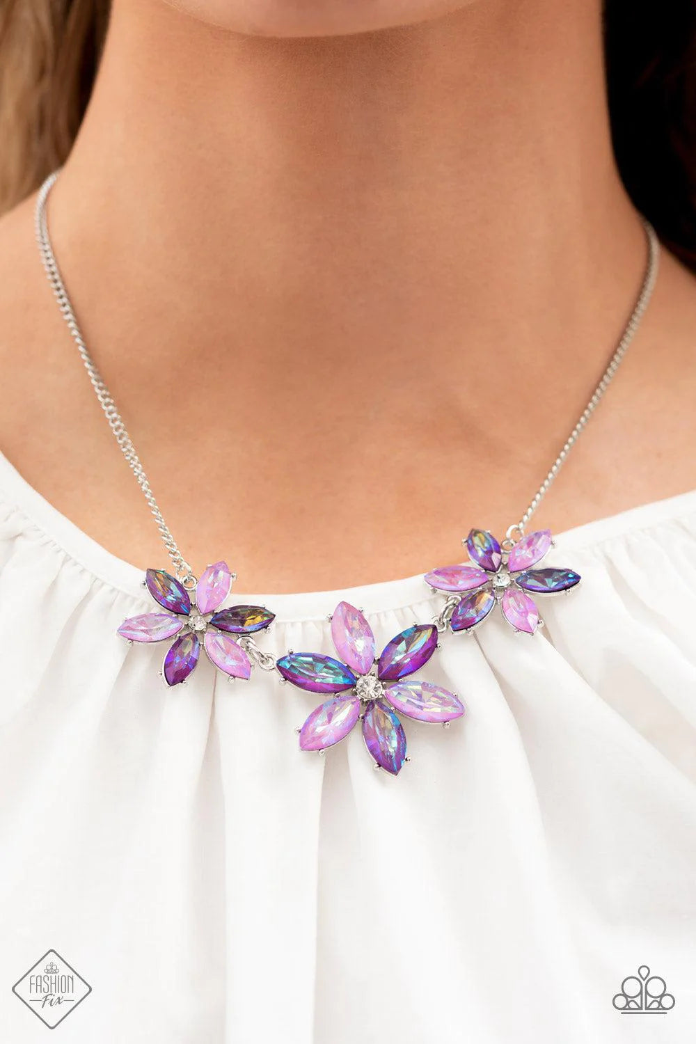 Meadow Muse Purple Rhinestone Flower Necklace -