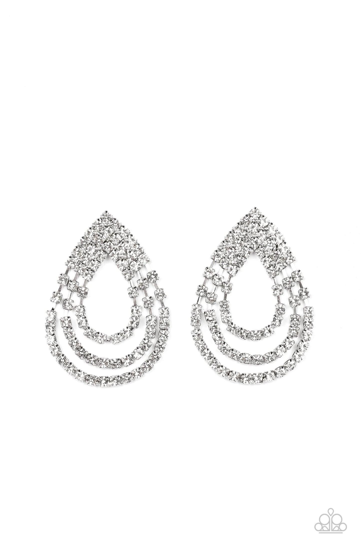 Take a POWER Stance White Rhinestone Earrings